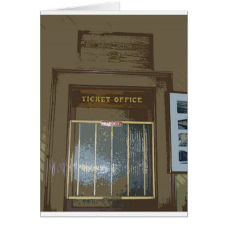 Fönster för tågstationbiljett hälsningskort