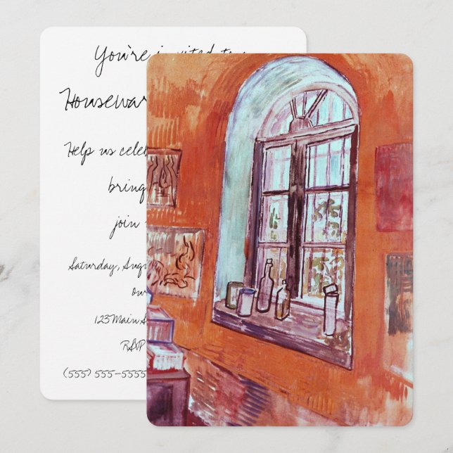 Fönster för Vincent van Gogh's Studio i Asylum Inbjudningar (Fram/baksida)