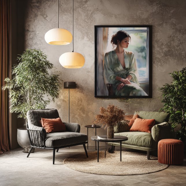 Fönster i Solitude: Watercolor Porträtt Poster (Skapare uppladdad)