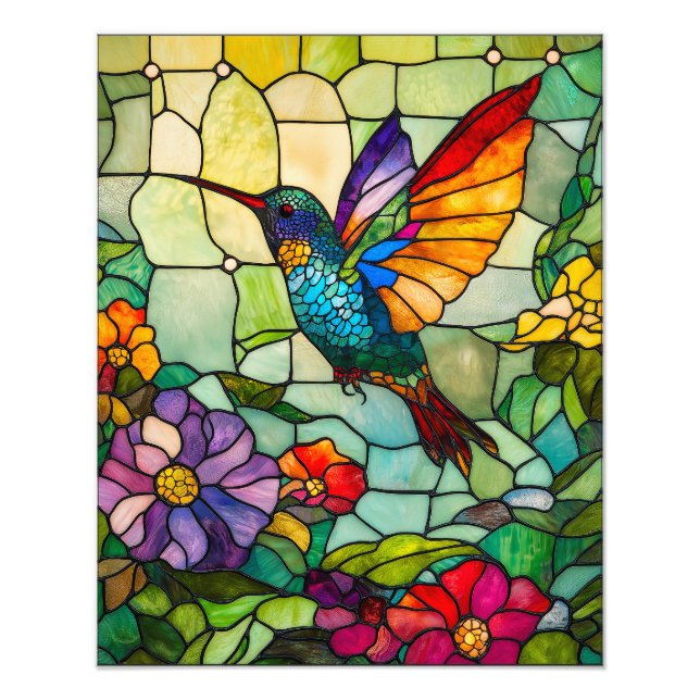 Fönster i Tiffany-stil med kolibri Fototryck (Framsidan)