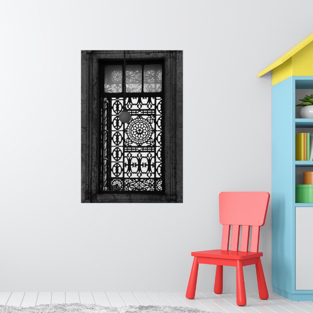 Fönster i världen: Kairo-moskén B&W Poster (Barnkammare 1)