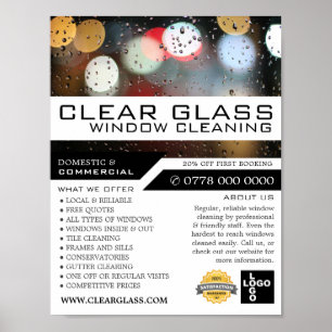 Fönster Ljus, Fönster Städning annonsering Poster