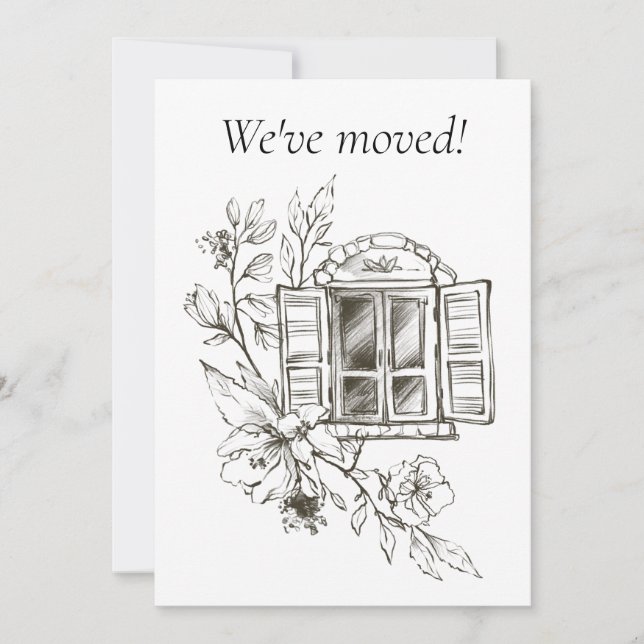 Fönster med Blommar Gren Ny adress Meddelande (Framsida)