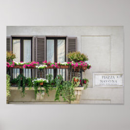 Fönster med blommor (Italien) Poster