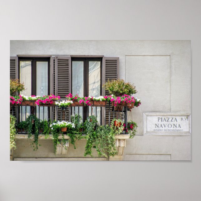 Fönster med blommor (Italien) Poster (Framsidan)