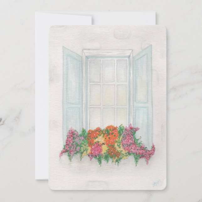 Fönster med blomruta julkort (Framsida)