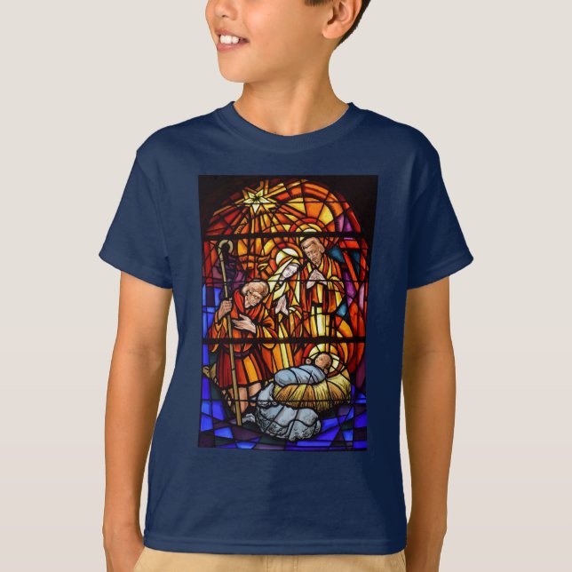 Fönster med fastsatt glas - julbarnens nyans t shirt (Framsida)