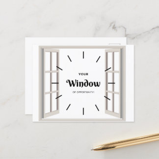 Fönster med vykort för affärsmöjlighet