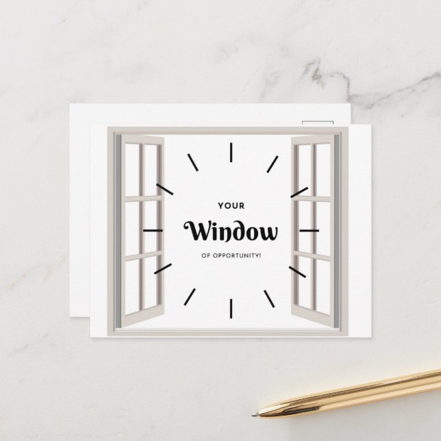 Fönster med vykort för affärsmöjlighet (Fram/Back In Situ)