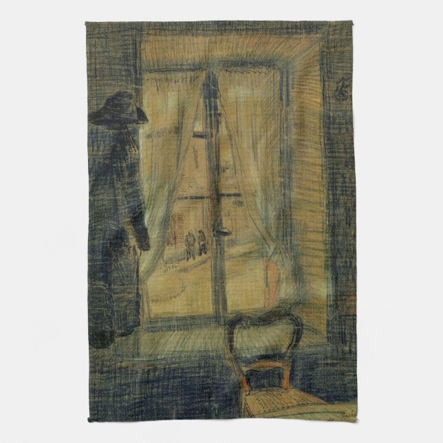 Fönster på Bataille restaurang av Vincent van Gogh Kökshandduk (Vertikal)