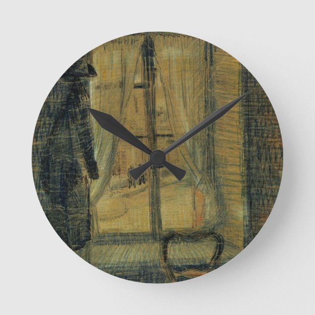 Fönster på Bataille restaurang av Vincent van Gogh Rund Klocka (Framsida)