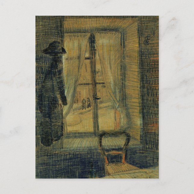 Fönster på Bataille restaurang av Vincent van Gogh Vykort (Framsida)