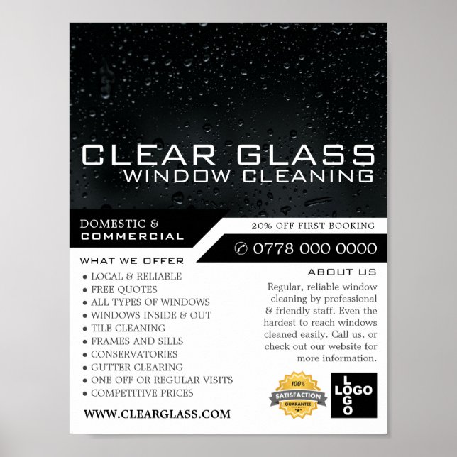 Fönster på natten, Fönster Städning reklam Poster (Framsidan)