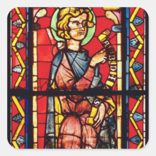 Fönster som avbildar profeten Obadiah, c.1270-75 Fyrkantigt Klistermärke