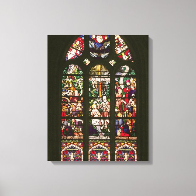 Fönster som skildrar Kristus baptism, 1490 Canvastryck (Framsida)