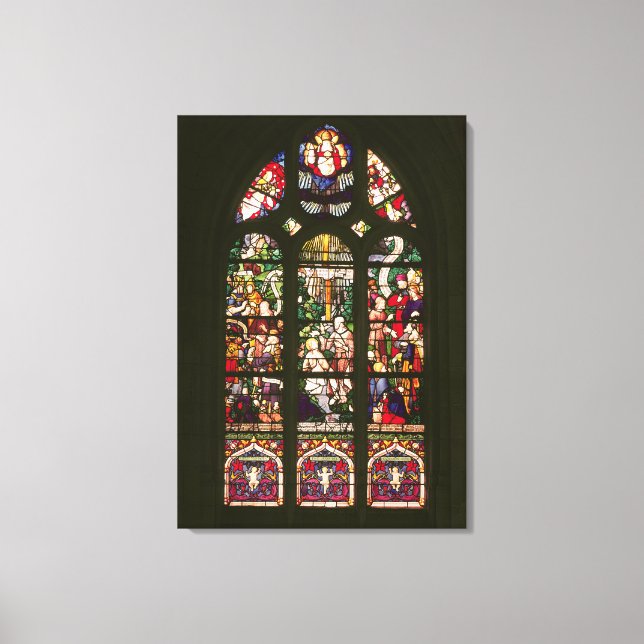 Fönster som skildrar Kristus baptism, 1490 Canvastryck (Framsida)