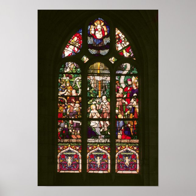 Fönster som skildrar Kristus baptism, 1490 Poster (Framsidan)