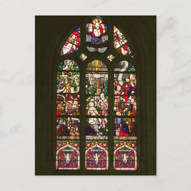 Fönster som skildrar Kristus baptism, 1490 Vykort (Framsida)