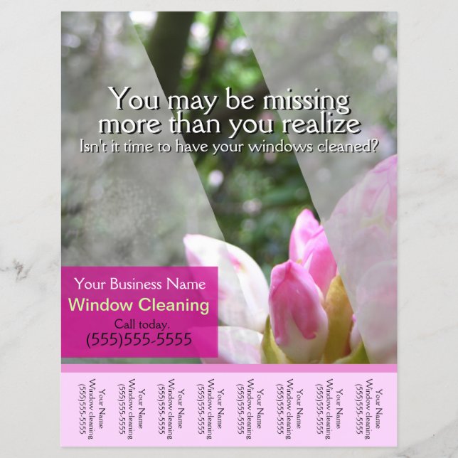 Fönster som tvättar affärslistorna promo riar laka reklamblad (Framsidan)