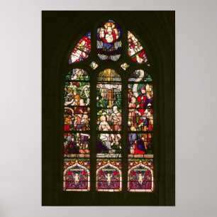 Fönster som visar dop av Kristus, 1490 Poster