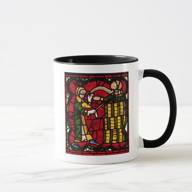 Fönster som visar en trummasäljare, c.1300 mugg (Höger)