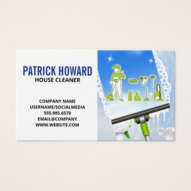 Fönster Städning | Squeegee | Renare Visitkort (Framsidan)