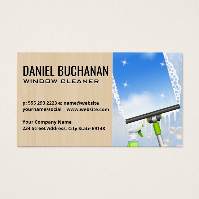 Fönster Städning | Squeegee Soap Bubbles Visitkort (Framsidan)