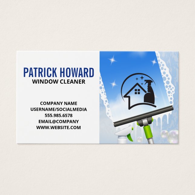 Fönster Städning | Squeegee | Städning spill Visitkort (Framsidan)