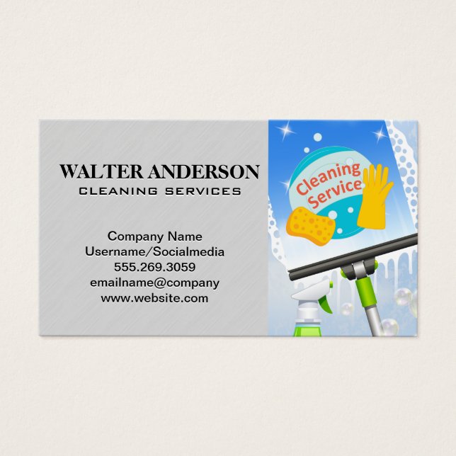 Fönster Städning | Städning tjänster Visitkort (Framsidan)