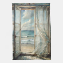 Fönster till en vattenfärg för oceanbryggning | Ku Kökshandduk