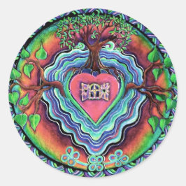 Fönster till Heart Mandala Sticker Runt Klistermärke