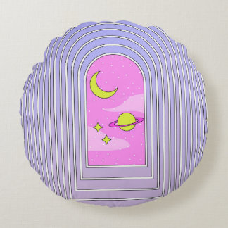 Fönster till universum, esoteriska cosmos digital  rund kudde