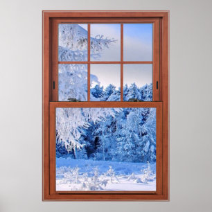 Fönsterbild för färsk Snö-täckningsbild Poster