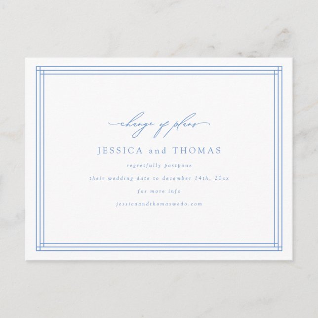 Fönsterbröllop - Uppgiftsändring av datum för bröl Meddelande Vykort (Framsida)