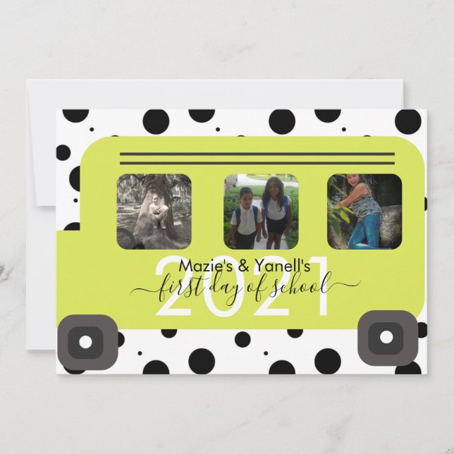 Fönsterfoto för skolans första dag i Buss Inbjudningar (Framsida)
