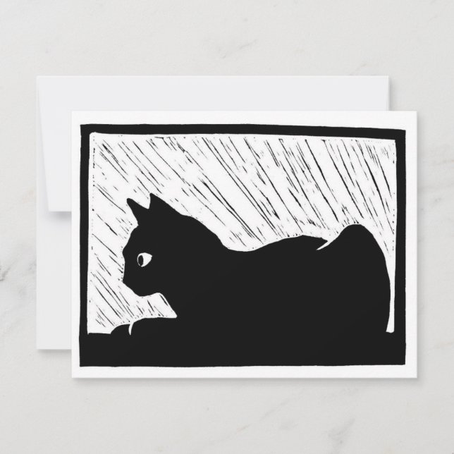 Fönsterkatt Linocut OSA Kort (Framsida)