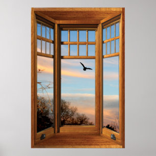 Fönsterljusion i träbukten - Fågelland Poster
