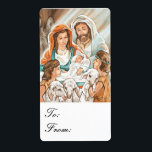 Fönstermålning med Shepherd Boys Gift-Märkre Fraktsedel<br><div class="desc">Julstjärnans ljus skiner ned på Mary,  Joseph och Jesus genom den öppna ladugårdsdörren i den här stilla fantasibilden. Djuren i ladan tittar på,  liksom två små herdepojkar med sina får. Det här är från en av mina ursprungliga målningar.</div>
