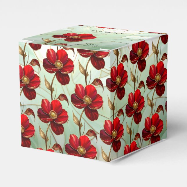 Fönstermålning Röd Blomma Favoritlåda Presentaskar (Framsidan Sidan)