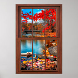 Fönstermiljö hösten Bild - Illusion Poster