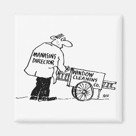 Fönsterputsare med fönsterputsningsvagn magnet