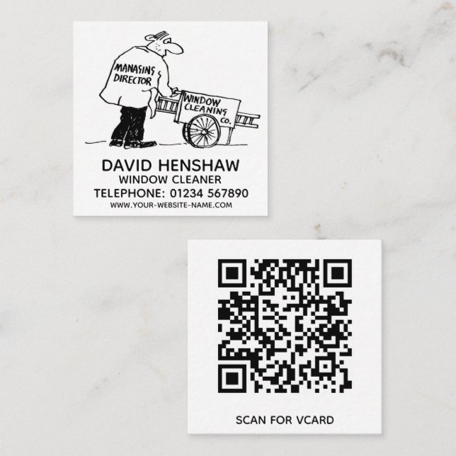 Fönsterrenare eller Städning fönster Fyrkantigt Visitkort (Fram/baksida)