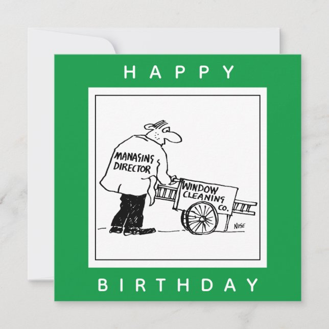 Fönsterrenare med Windows Städning kundvagn Kort (Framsida)