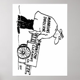 Fönsterrenare med Windows Städning kundvagn Poster