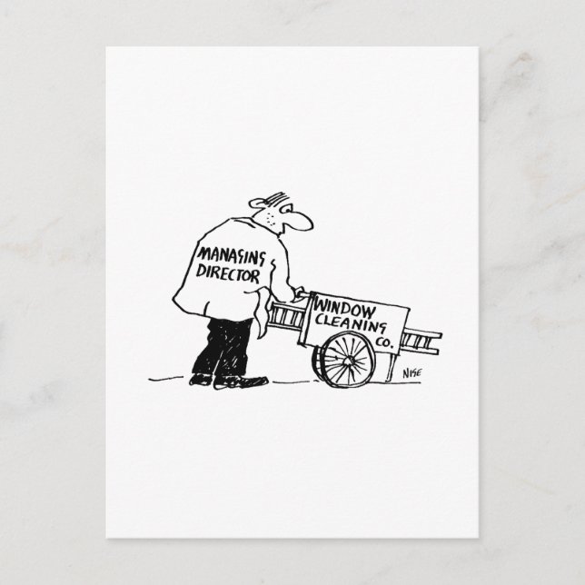Fönsterrenare med Windows Städning kundvagn Vykort (Framsida)