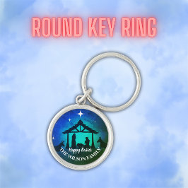 Fönsterscen - Glad påsk | Rund Silverfärgad Nyckelring
