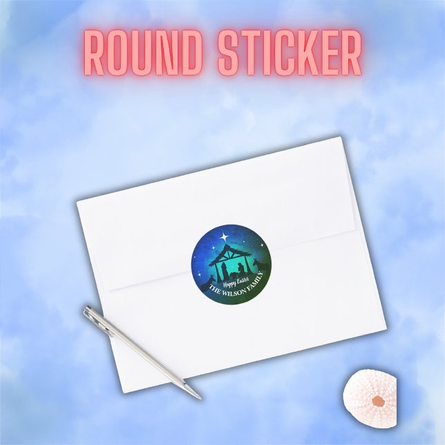 Fönsterscen - Glad påsk | Runt Klistermärke (Skapare uppladdad)