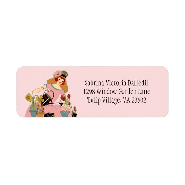 Fönsterträdgård i rosor returadress etikett (Framsidan)