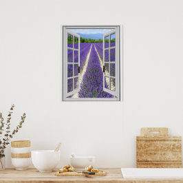Fönsterutsikt Lavendelfält Poster