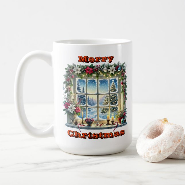 FönsterVisning för bedövande Helgdag Kaffemugg (Med munk)